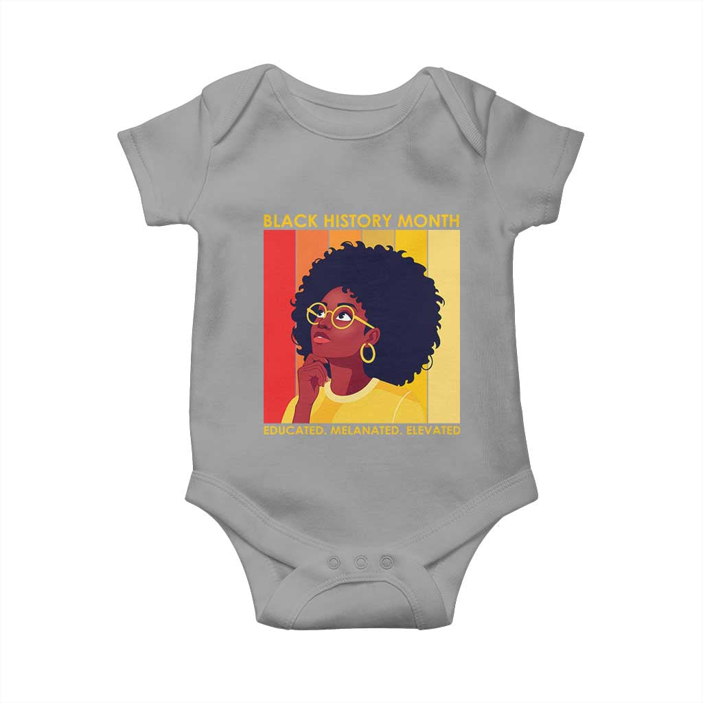 Black History Month Afro Woman Baby Onesie Educated Melanated Elevated African American Empowerment