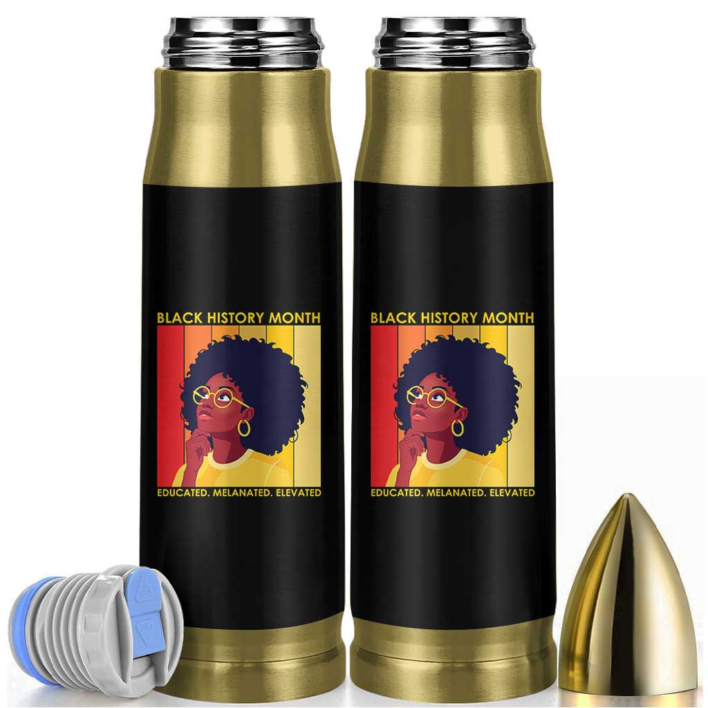 Black History Month Afro Woman Bullet Tumbler Educated Melanated Elevated African American Empowerment