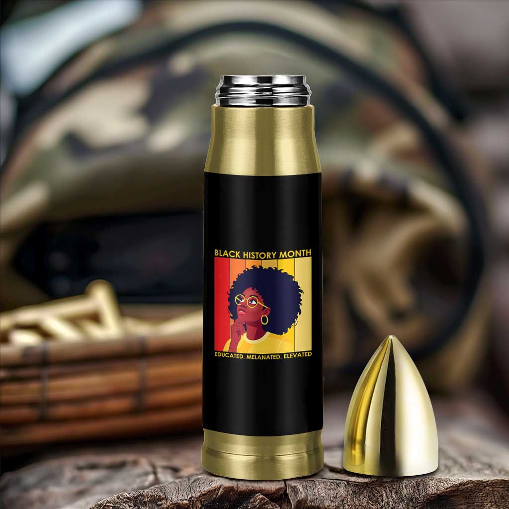Black History Month Afro Woman Bullet Tumbler Educated Melanated Elevated African American Empowerment