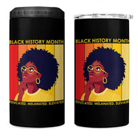 Black History Month Afro Woman 4 in 1 Can Cooler Tumbler Educated Melanated Elevated African American Empowerment