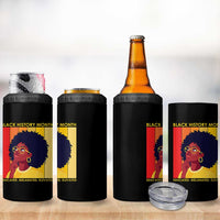 Black History Month Afro Woman 4 in 1 Can Cooler Tumbler Educated Melanated Elevated African American Empowerment