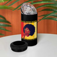Black History Month Afro Woman 4 in 1 Can Cooler Tumbler Educated Melanated Elevated African American Empowerment