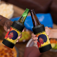 Black History Month Afro Woman 4 in 1 Can Cooler Tumbler Educated Melanated Elevated African American Empowerment