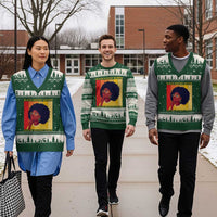 Black History Month Afro Woman V-Neck Knit Sweater Vest Educated Melanated Elevated African American Empowerment