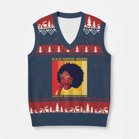 Black History Month Afro Woman V-Neck Knit Sweater Vest Educated Melanated Elevated African American Empowerment