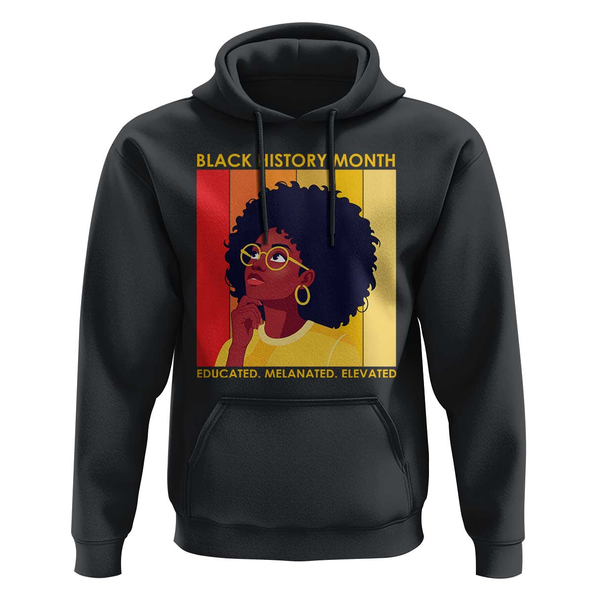 Black History Month Afro Woman Hoodie Educated Melanated Elevated African American Empowerment