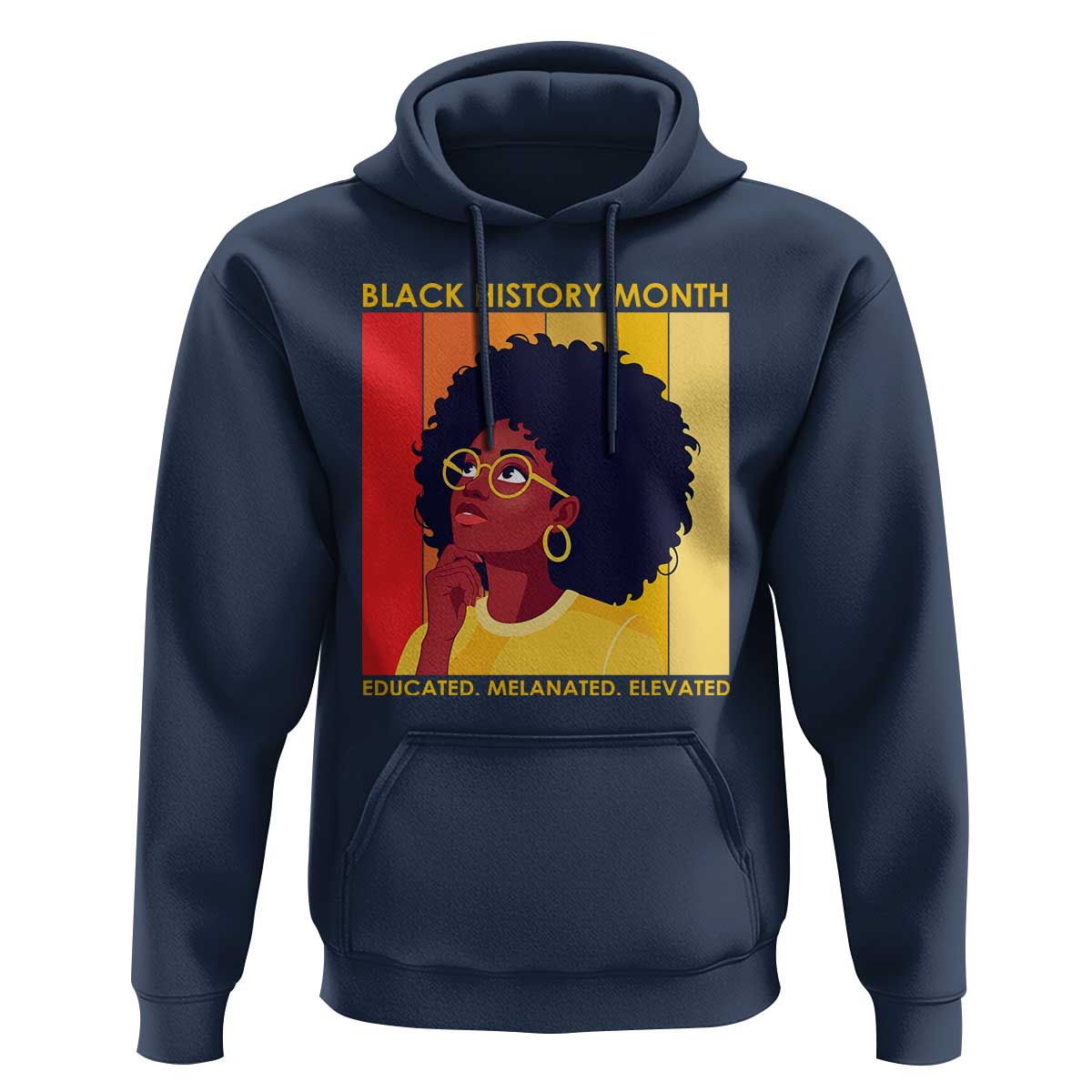 Black History Month Afro Woman Hoodie Educated Melanated Elevated African American Empowerment