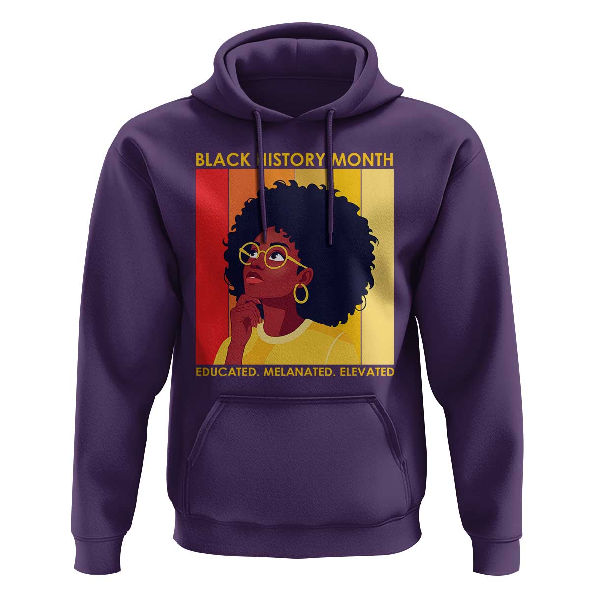 Black History Month Afro Woman Hoodie Educated Melanated Elevated African American Empowerment