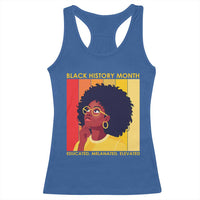 Black History Month Afro Woman Racerback Tank Top Educated Melanated Elevated African American Empowerment