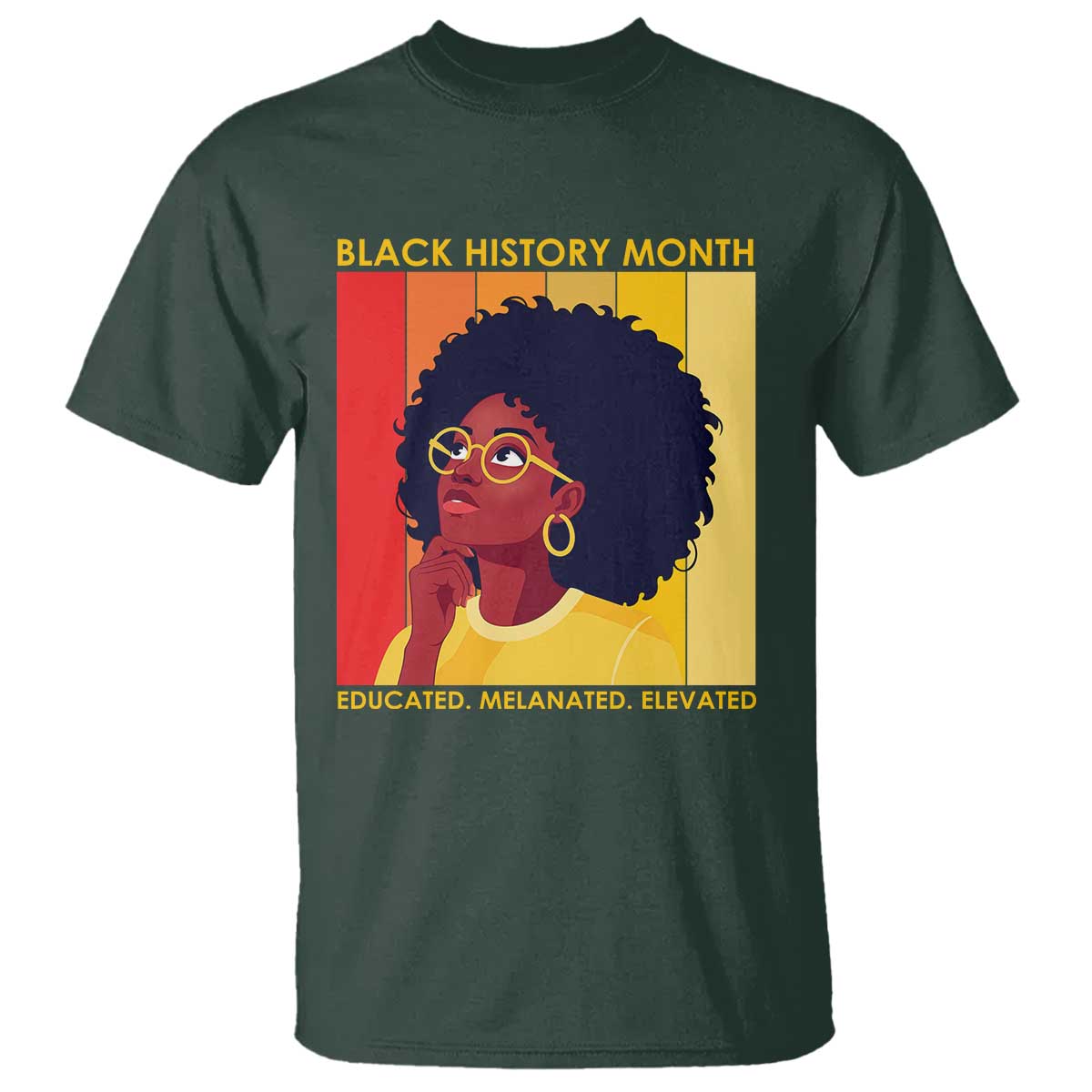 Black History Month Afro Woman T Shirt Educated Melanated Elevated African American Empowerment