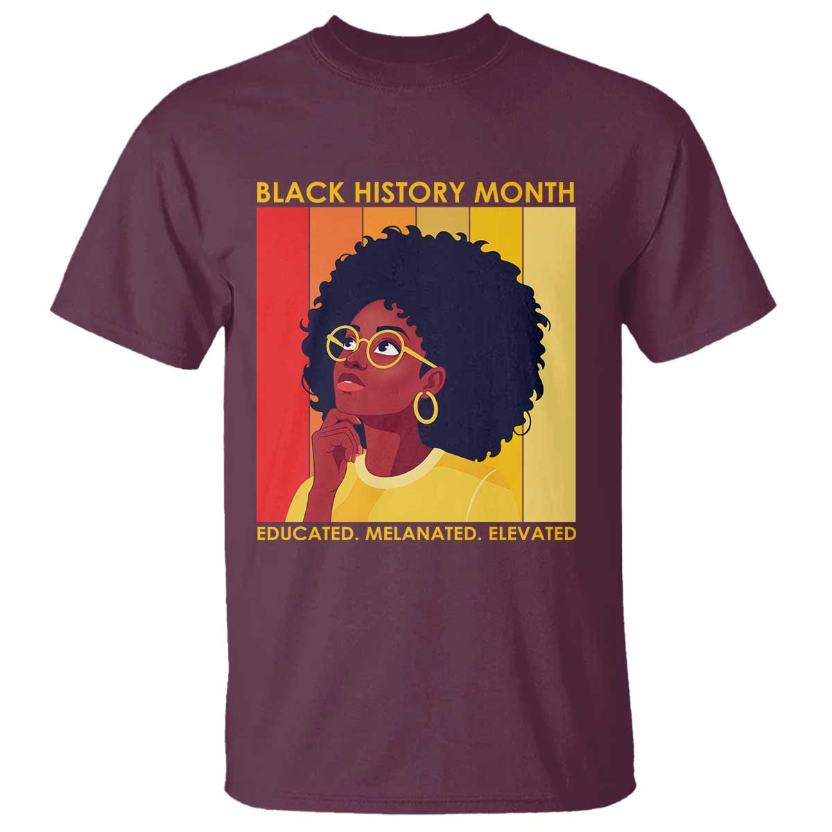 Black History Month Afro Woman T Shirt Educated Melanated Elevated African American Empowerment