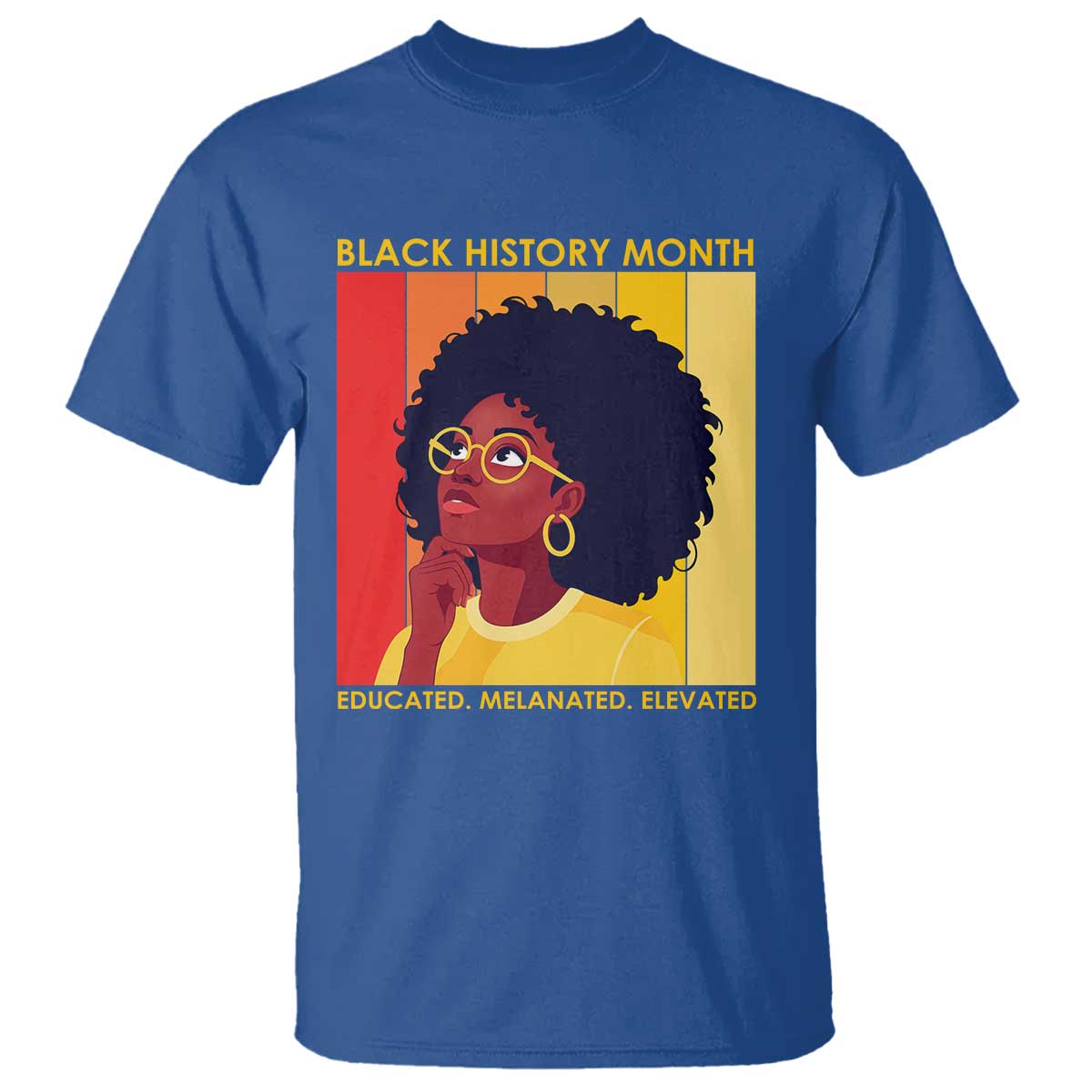 Black History Month Afro Woman T Shirt Educated Melanated Elevated African American Empowerment