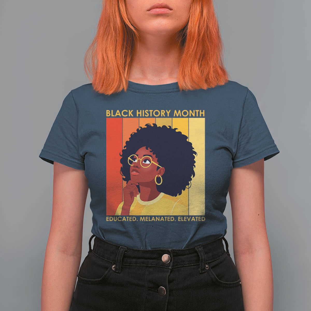 Black History Month Afro Woman T Shirt For Women Educated Melanated Elevated African American Empowerment