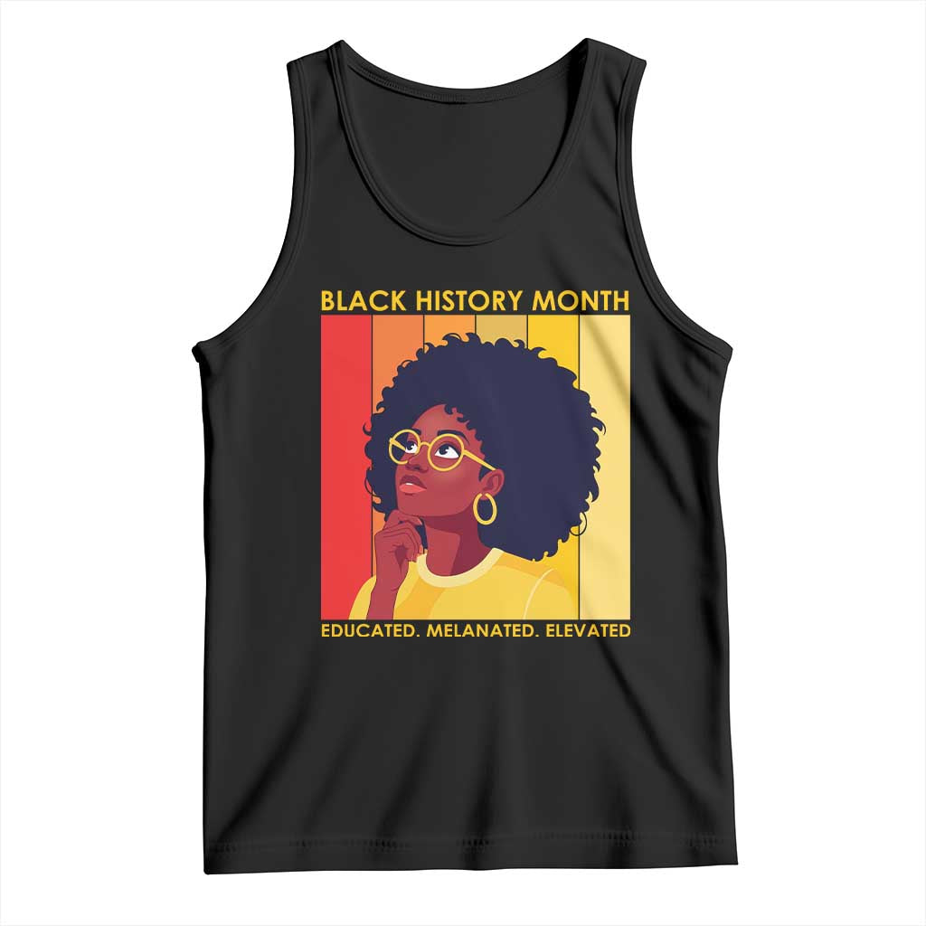 Black History Month Afro Woman Tank Top Educated Melanated Elevated African American Empowerment