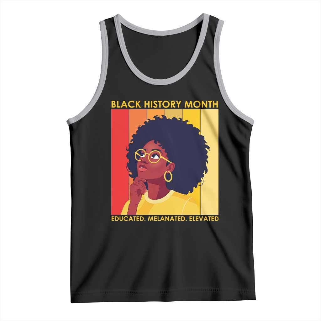 Black History Month Afro Woman Tank Top Educated Melanated Elevated African American Empowerment