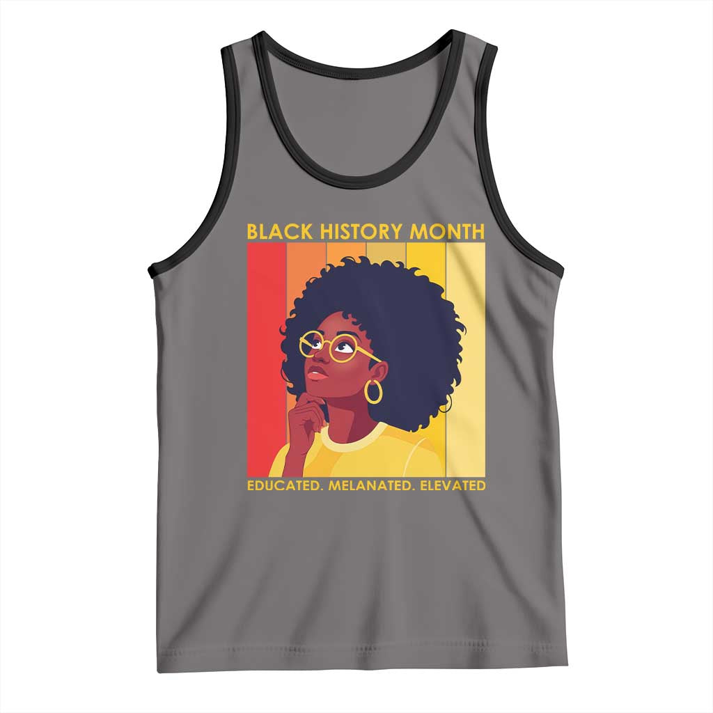 Black History Month Afro Woman Tank Top Educated Melanated Elevated African American Empowerment
