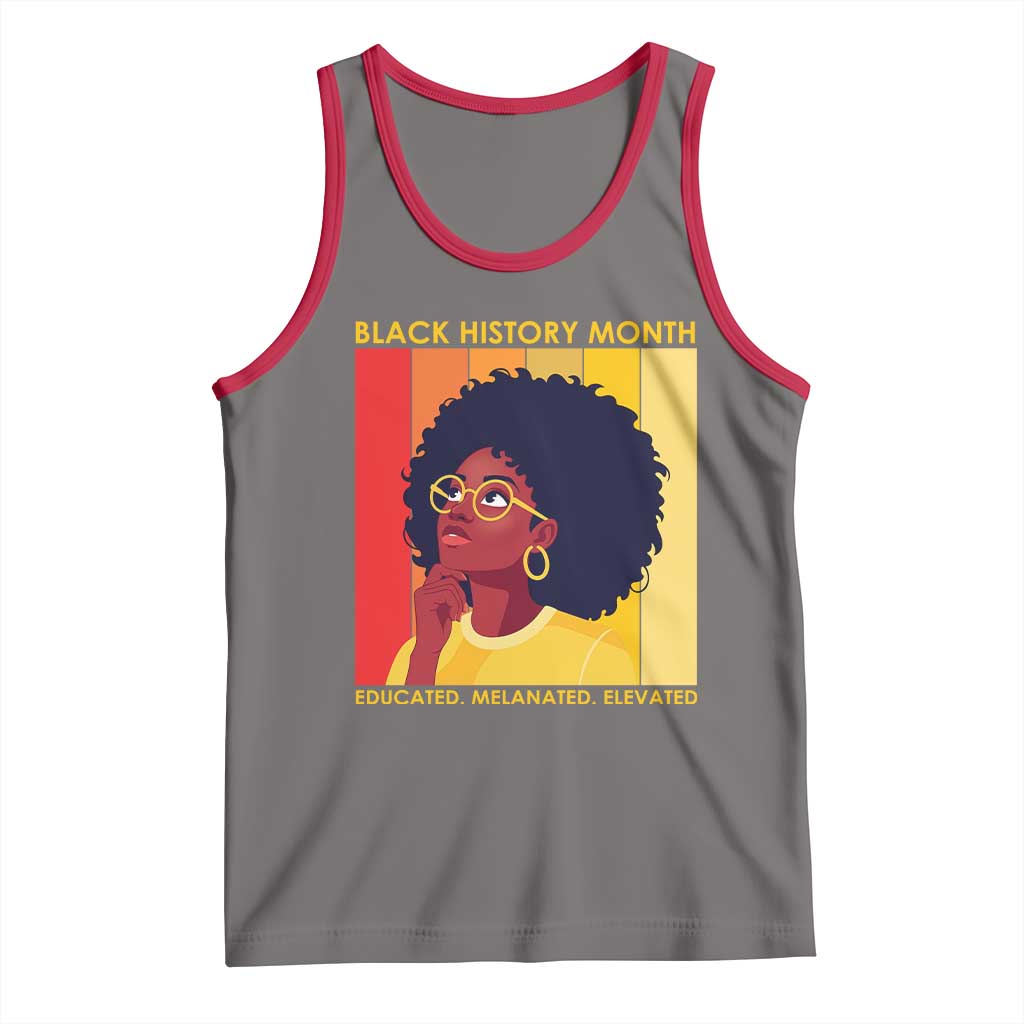 Black History Month Afro Woman Tank Top Educated Melanated Elevated African American Empowerment