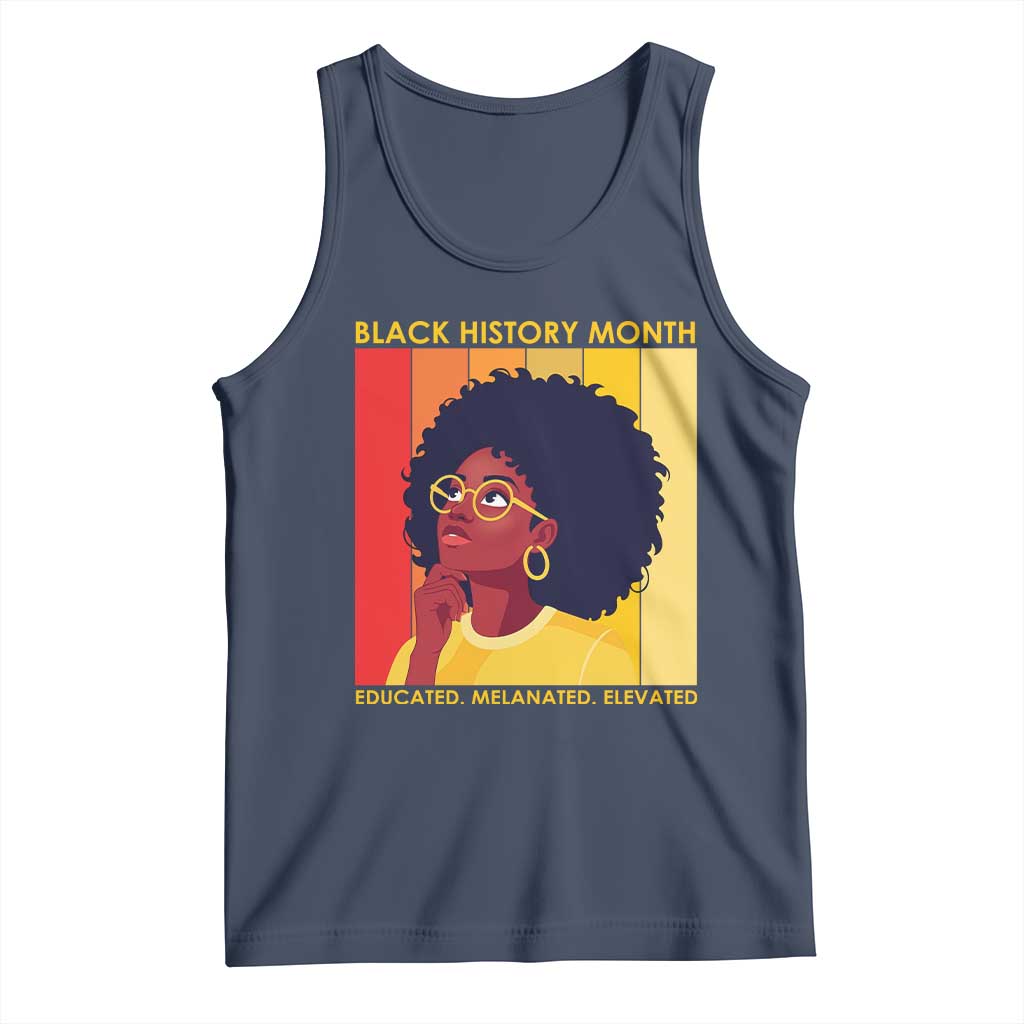 Black History Month Afro Woman Tank Top Educated Melanated Elevated African American Empowerment