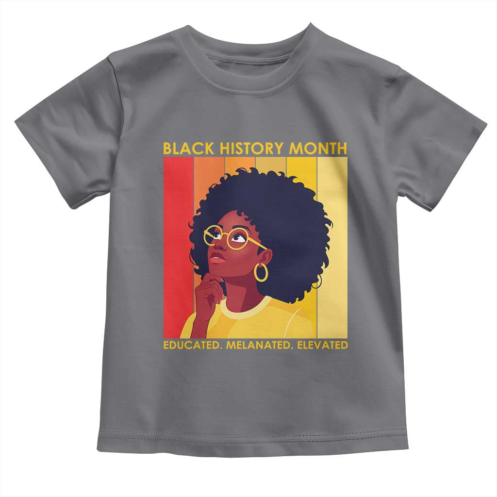 Black History Month Afro Woman Toddler T Shirt Educated Melanated Elevated African American Empowerment