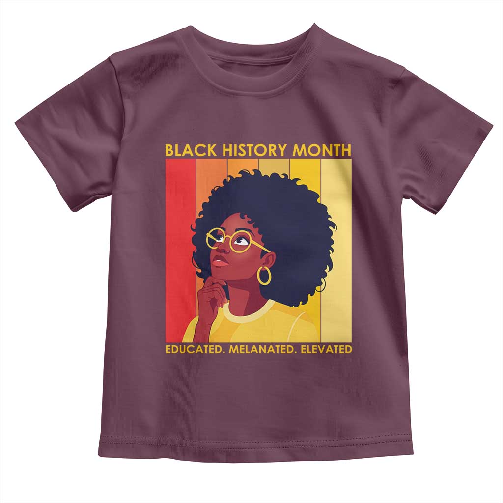 Black History Month Afro Woman Toddler T Shirt Educated Melanated Elevated African American Empowerment