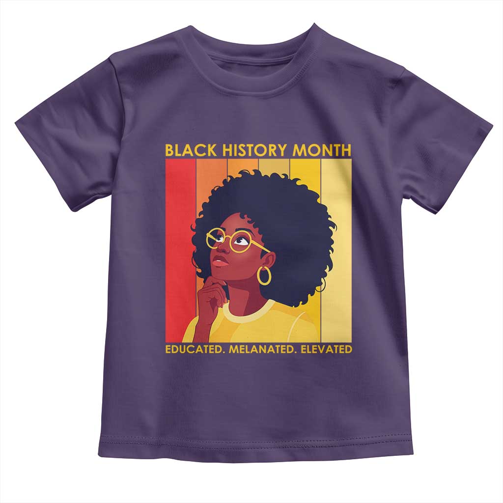 Black History Month Afro Woman Toddler T Shirt Educated Melanated Elevated African American Empowerment