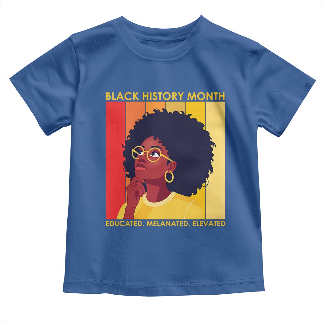 Black History Month Afro Woman Toddler T Shirt Educated Melanated Elevated African American Empowerment
