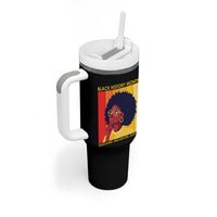 Black History Month Afro Woman Tumbler With Handle Educated Melanated Elevated African American Empowerment