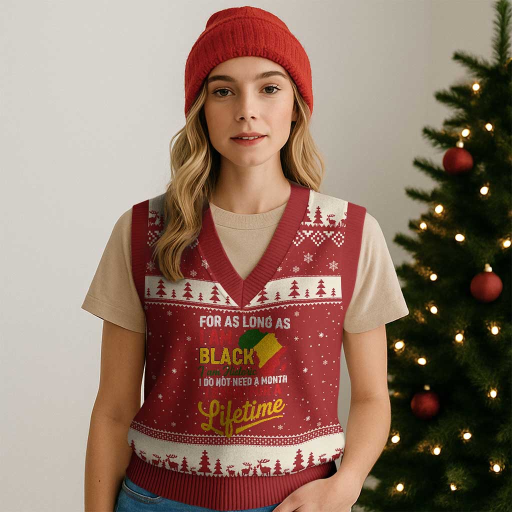 I Am Black History I Exist for a Lifetime V-Neck Knit Sweater Vest Black Pride African American Empowerment