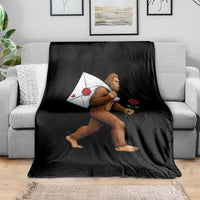 Funny Valentine Bigfoot with Heart Sack Bag Throw Blanket Romantic Sasquatch Love Letter Valentines Day