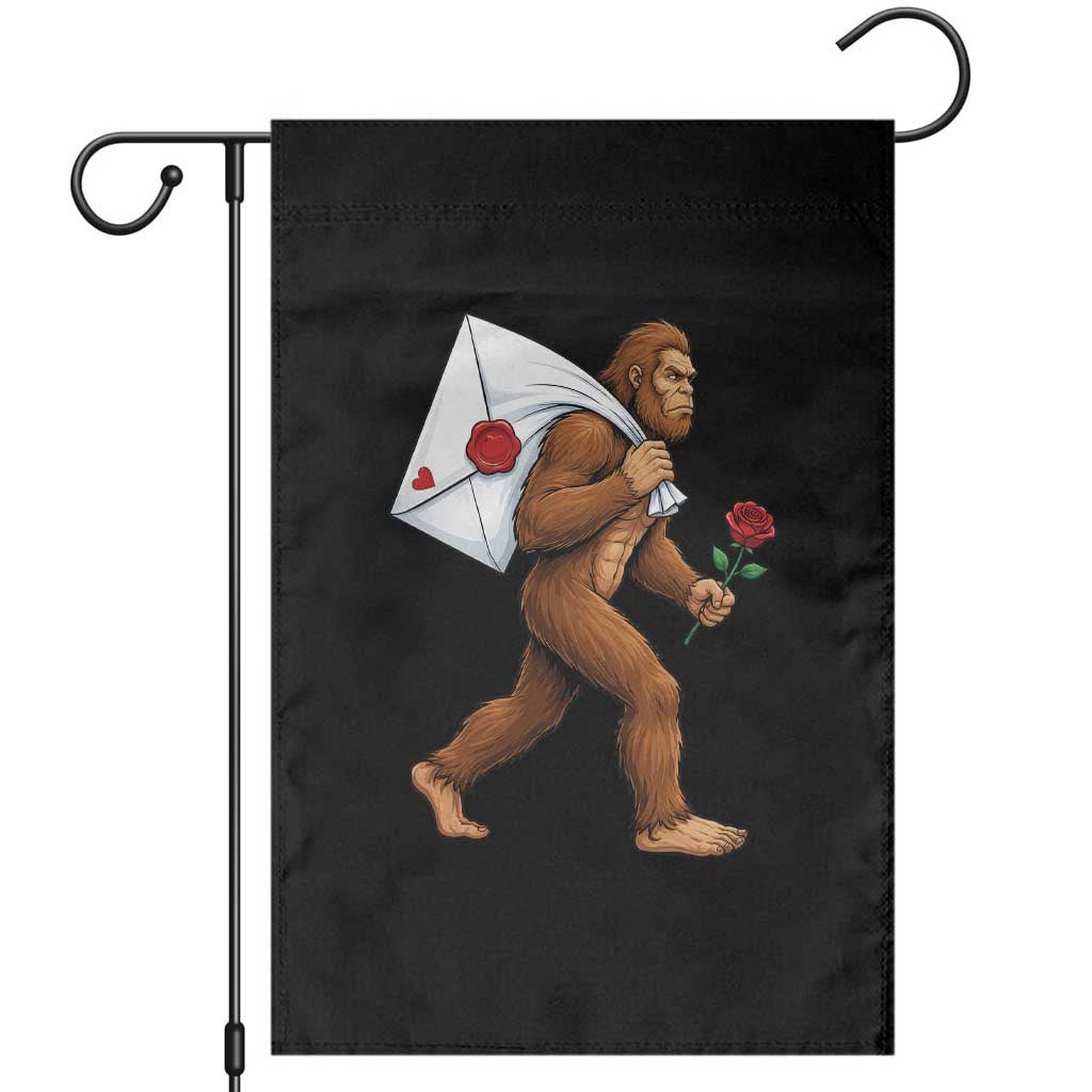 Funny Valentine Bigfoot with Heart Sack Bag Garden Flag Romantic Sasquatch Love Letter Valentines Day