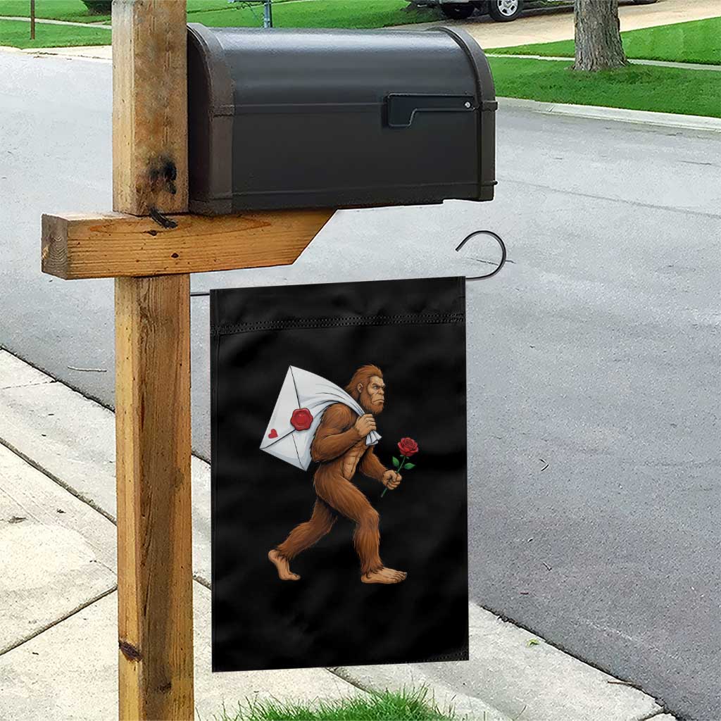 Funny Valentine Bigfoot with Heart Sack Bag Garden Flag Romantic Sasquatch Love Letter Valentines Day