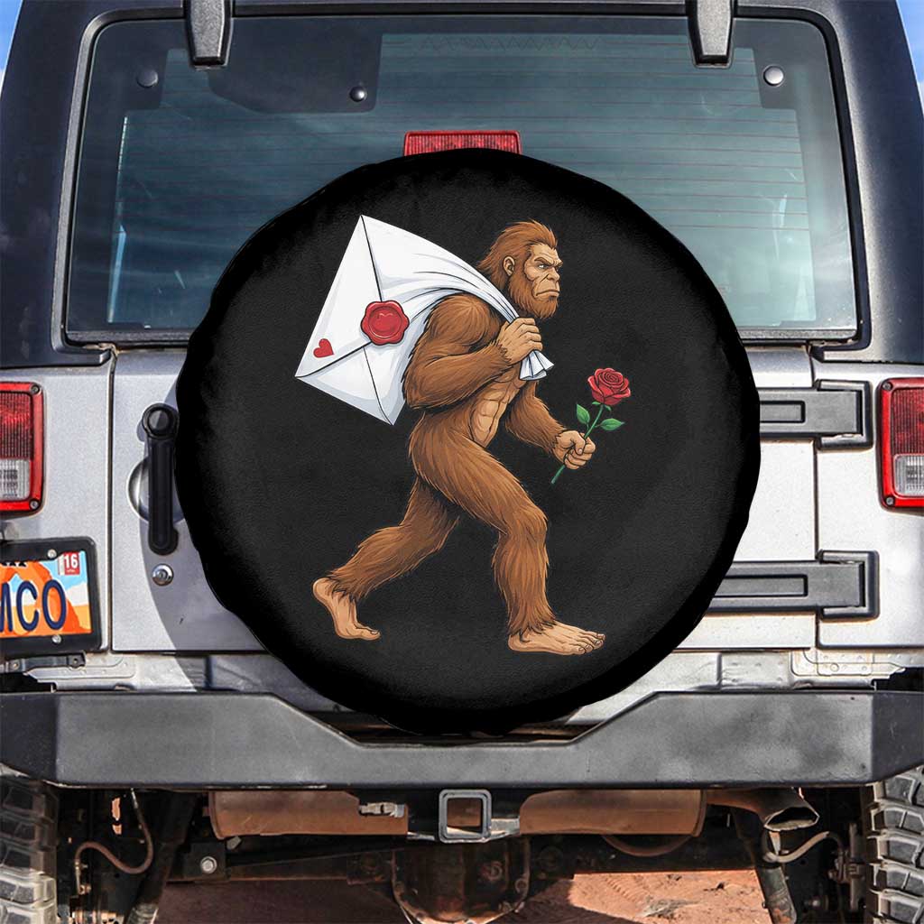 Funny Valentine Bigfoot with Heart Sack Bag Spare Tire Cover Romantic Sasquatch Love Letter Valentines Day