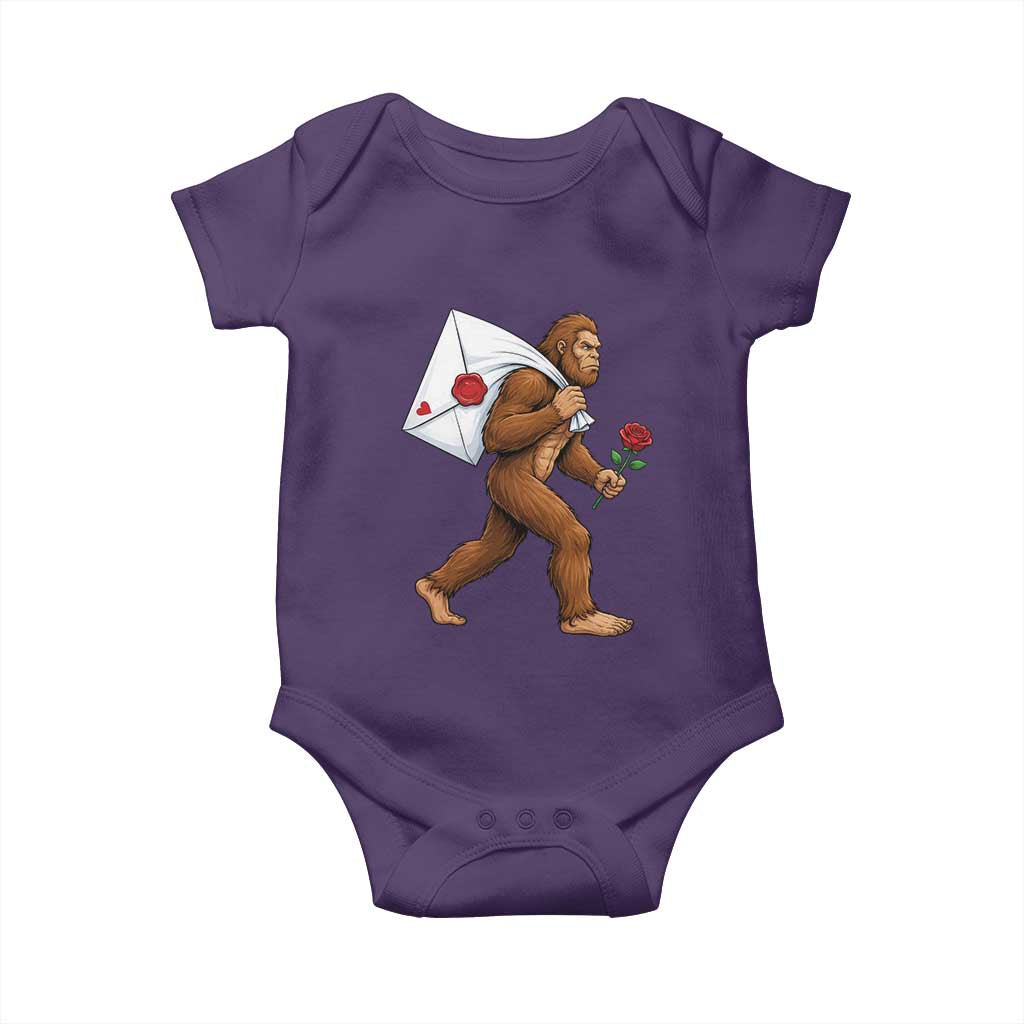 Funny Valentine Bigfoot with Heart Sack Bag Baby Onesie Romantic Sasquatch Love Letter Valentines Day
