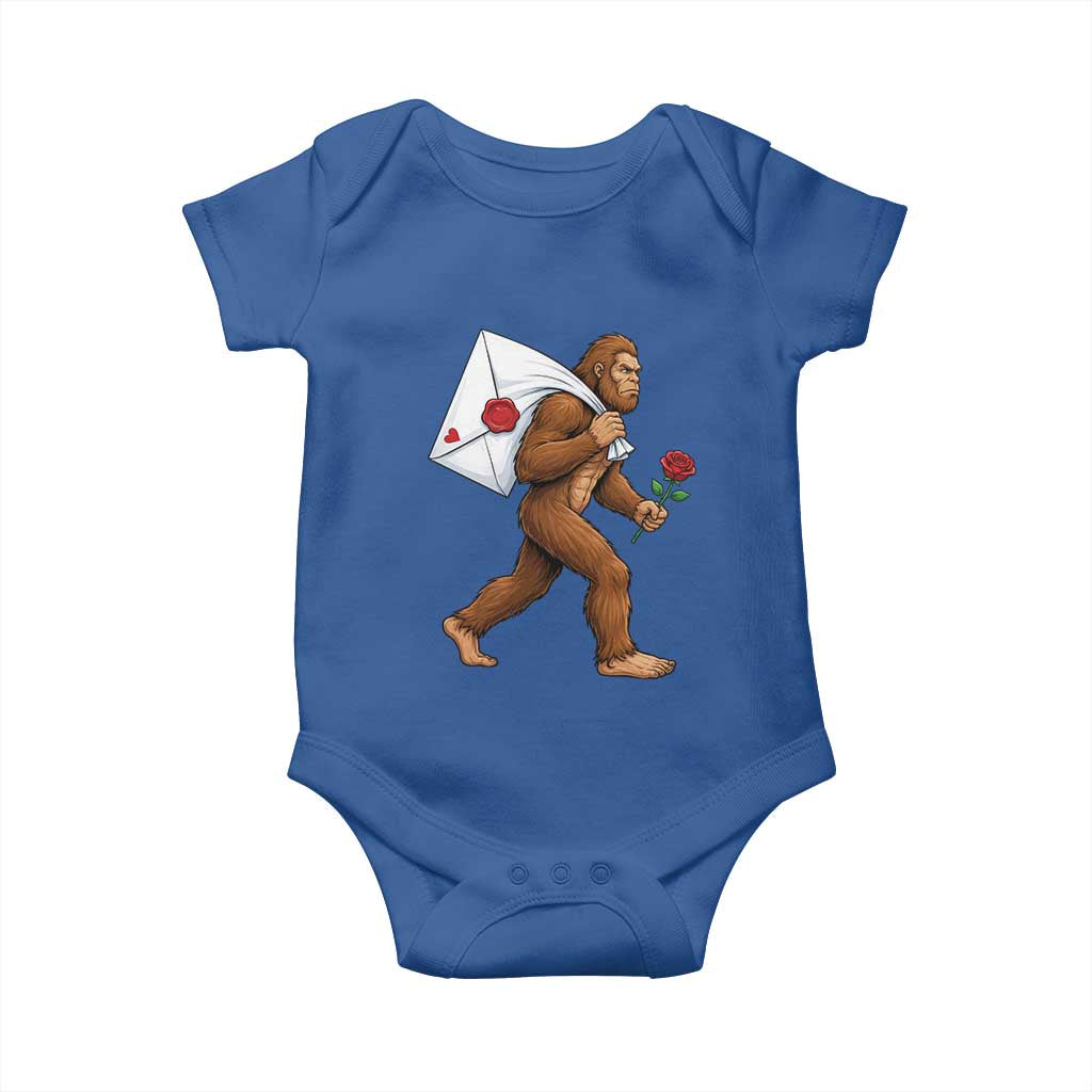 Funny Valentine Bigfoot with Heart Sack Bag Baby Onesie Romantic Sasquatch Love Letter Valentines Day