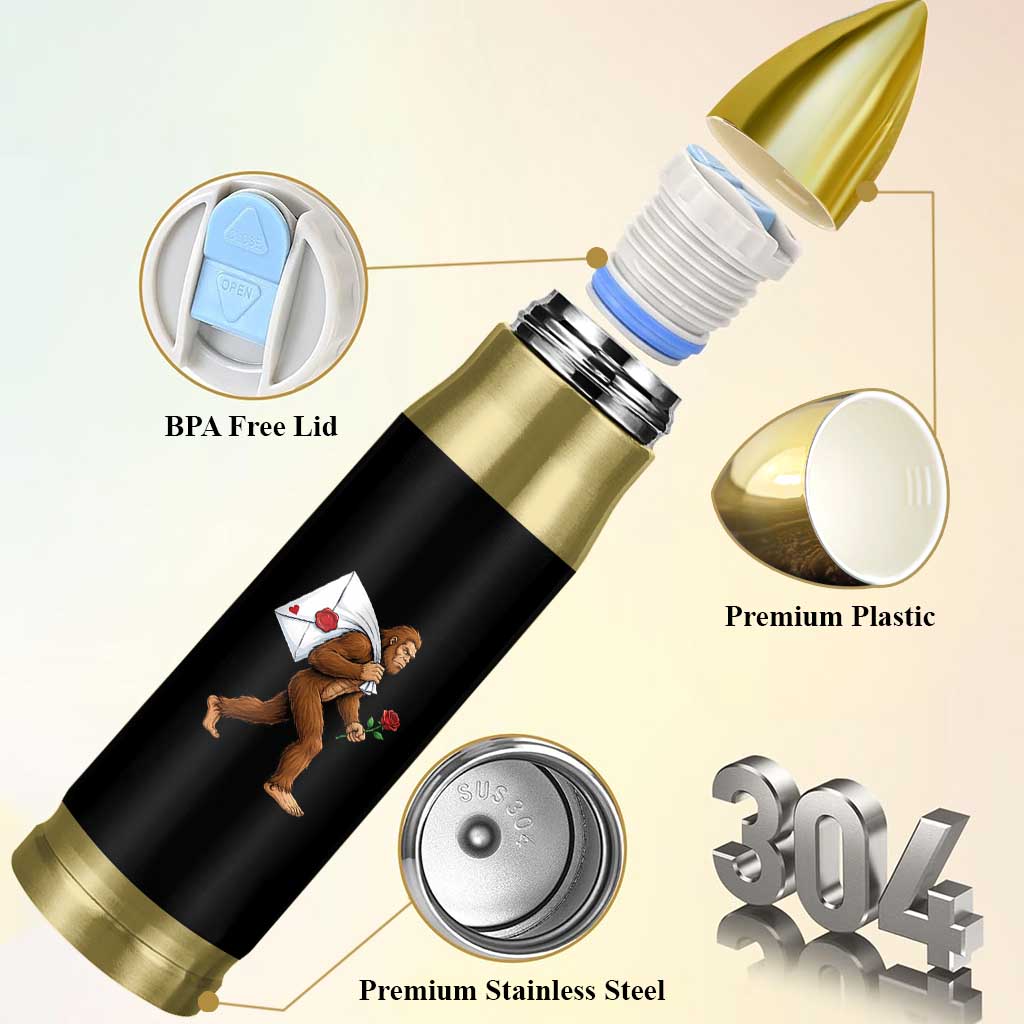 Funny Valentine Bigfoot with Heart Sack Bag Bullet Tumbler Romantic Sasquatch Love Letter Valentines Day
