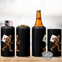 Funny Valentine Bigfoot with Heart Sack Bag 4 in 1 Can Cooler Tumbler Romantic Sasquatch Love Letter Valentines Day