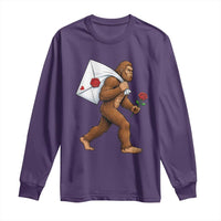 Funny Valentine Bigfoot with Heart Sack Bag Long Sleeve Shirt Romantic Sasquatch Love Letter Valentines Day