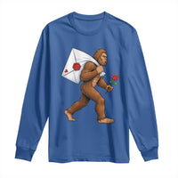 Funny Valentine Bigfoot with Heart Sack Bag Long Sleeve Shirt Romantic Sasquatch Love Letter Valentines Day