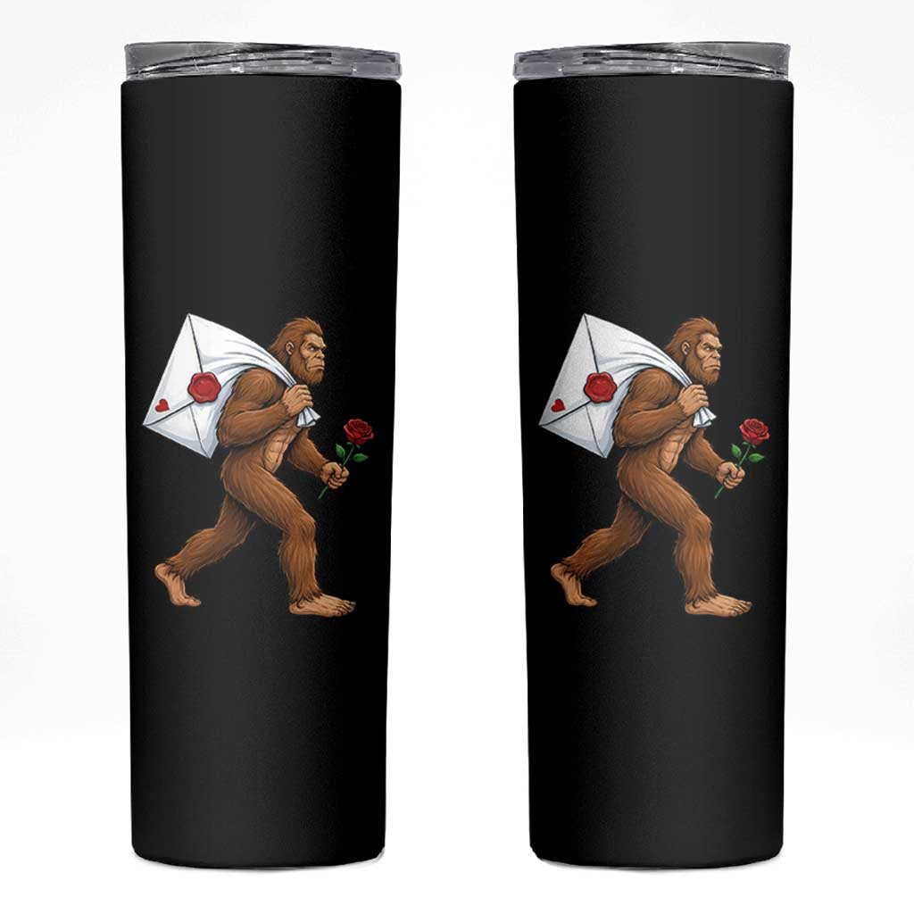 Funny Valentine Bigfoot with Heart Sack Bag Skinny Tumbler Romantic Sasquatch Love Letter Valentines Day