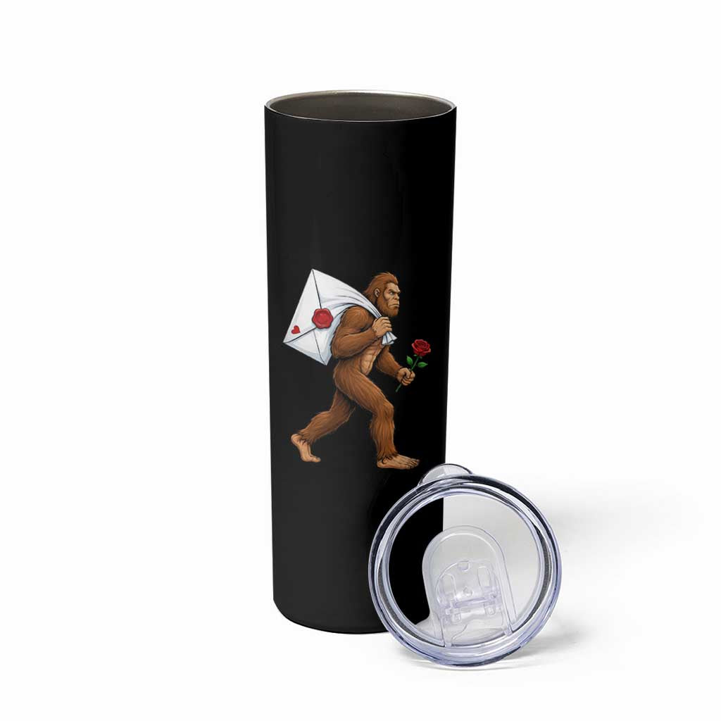 Funny Valentine Bigfoot with Heart Sack Bag Skinny Tumbler Romantic Sasquatch Love Letter Valentines Day