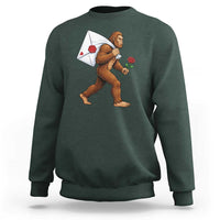 Funny Valentine Bigfoot with Heart Sack Bag Sweatshirt Romantic Sasquatch Love Letter Valentines Day