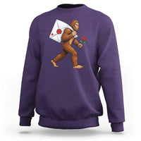 Funny Valentine Bigfoot with Heart Sack Bag Sweatshirt Romantic Sasquatch Love Letter Valentines Day