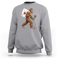 Funny Valentine Bigfoot with Heart Sack Bag Sweatshirt Romantic Sasquatch Love Letter Valentines Day