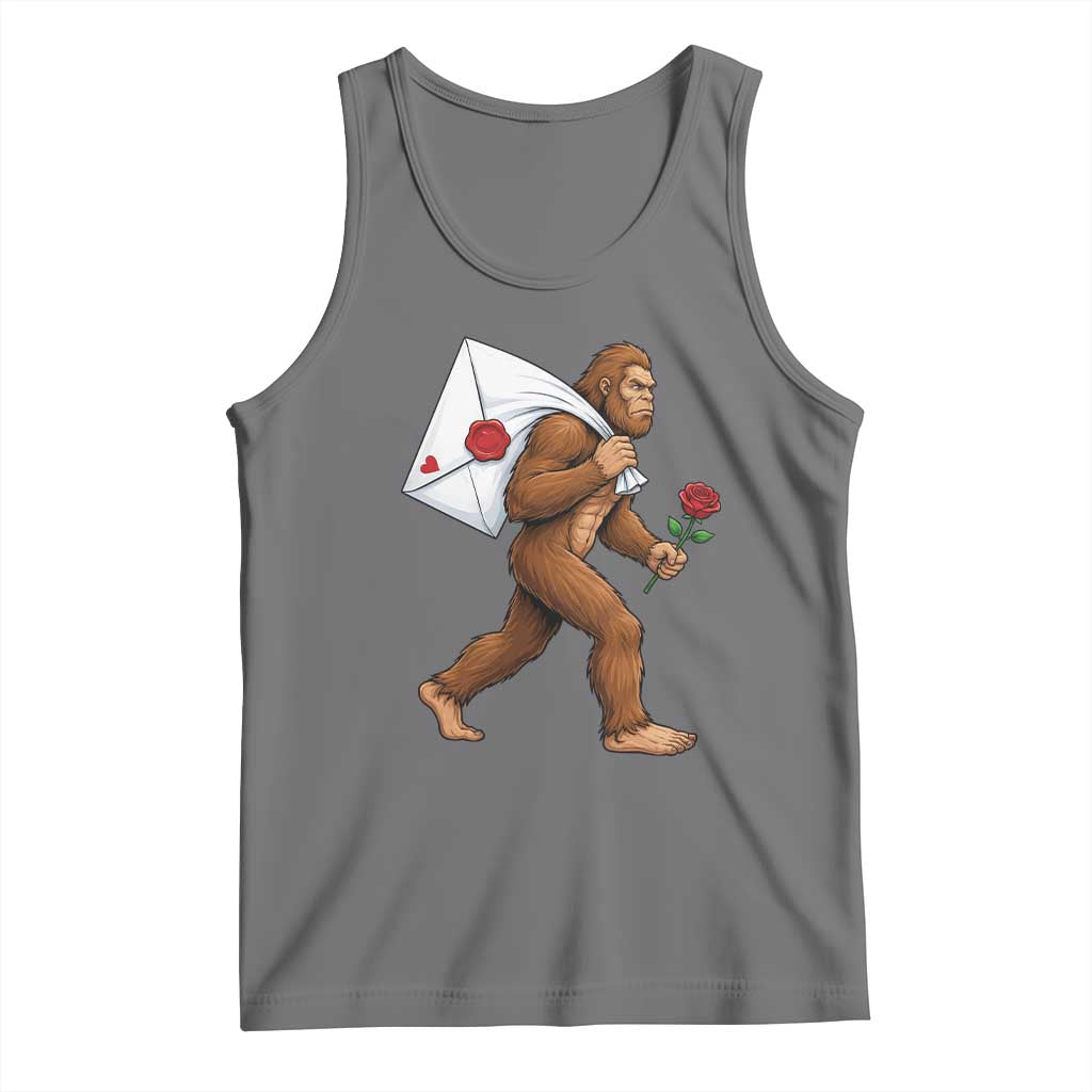 Funny Valentine Bigfoot with Heart Sack Bag Tank Top Romantic Sasquatch Love Letter Valentines Day
