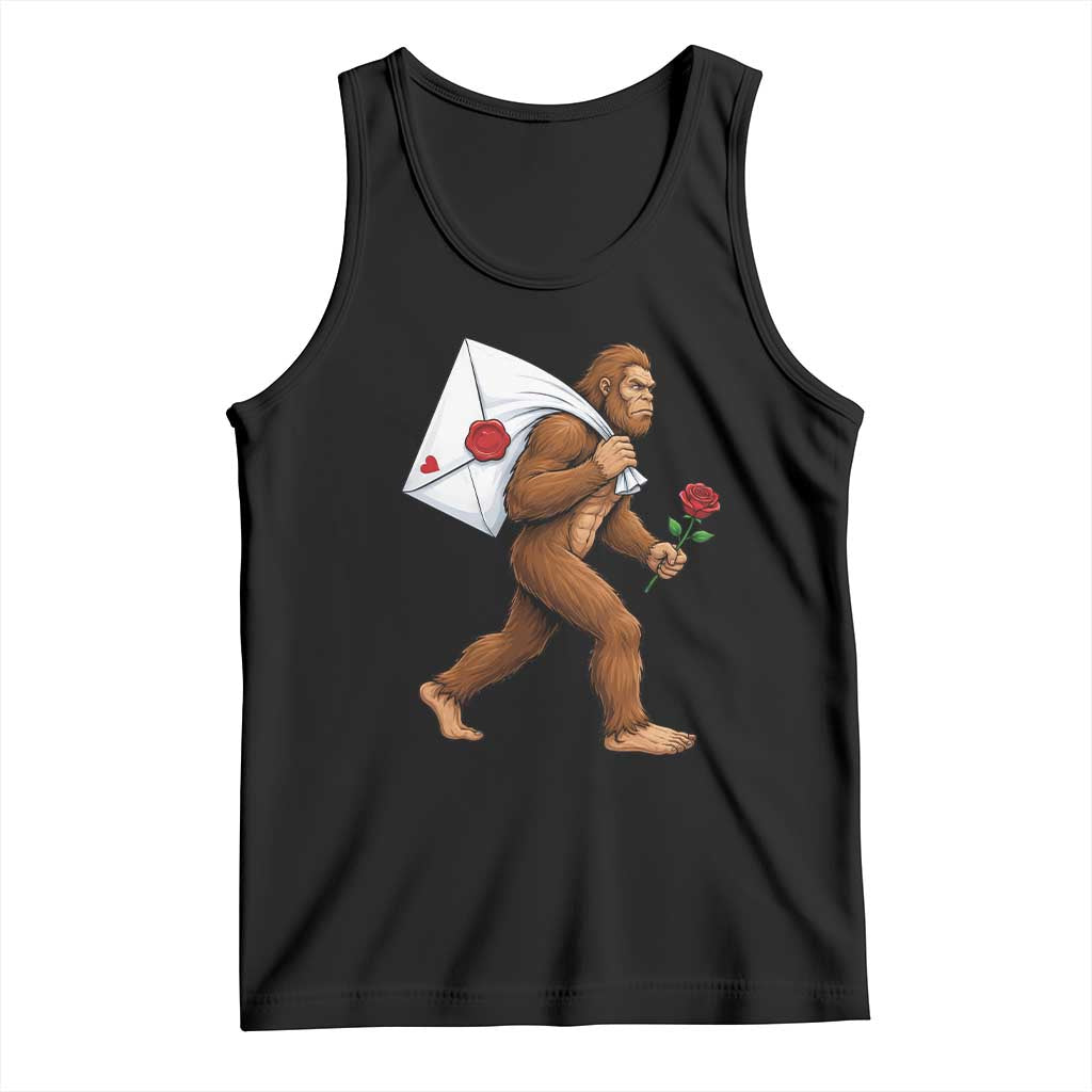 Funny Valentine Bigfoot with Heart Sack Bag Tank Top Romantic Sasquatch Love Letter Valentines Day
