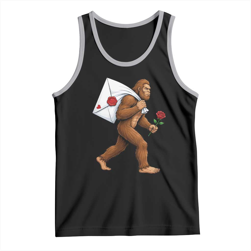Funny Valentine Bigfoot with Heart Sack Bag Tank Top Romantic Sasquatch Love Letter Valentines Day