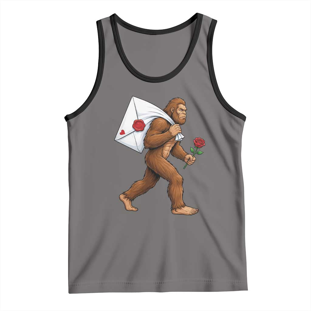 Funny Valentine Bigfoot with Heart Sack Bag Tank Top Romantic Sasquatch Love Letter Valentines Day