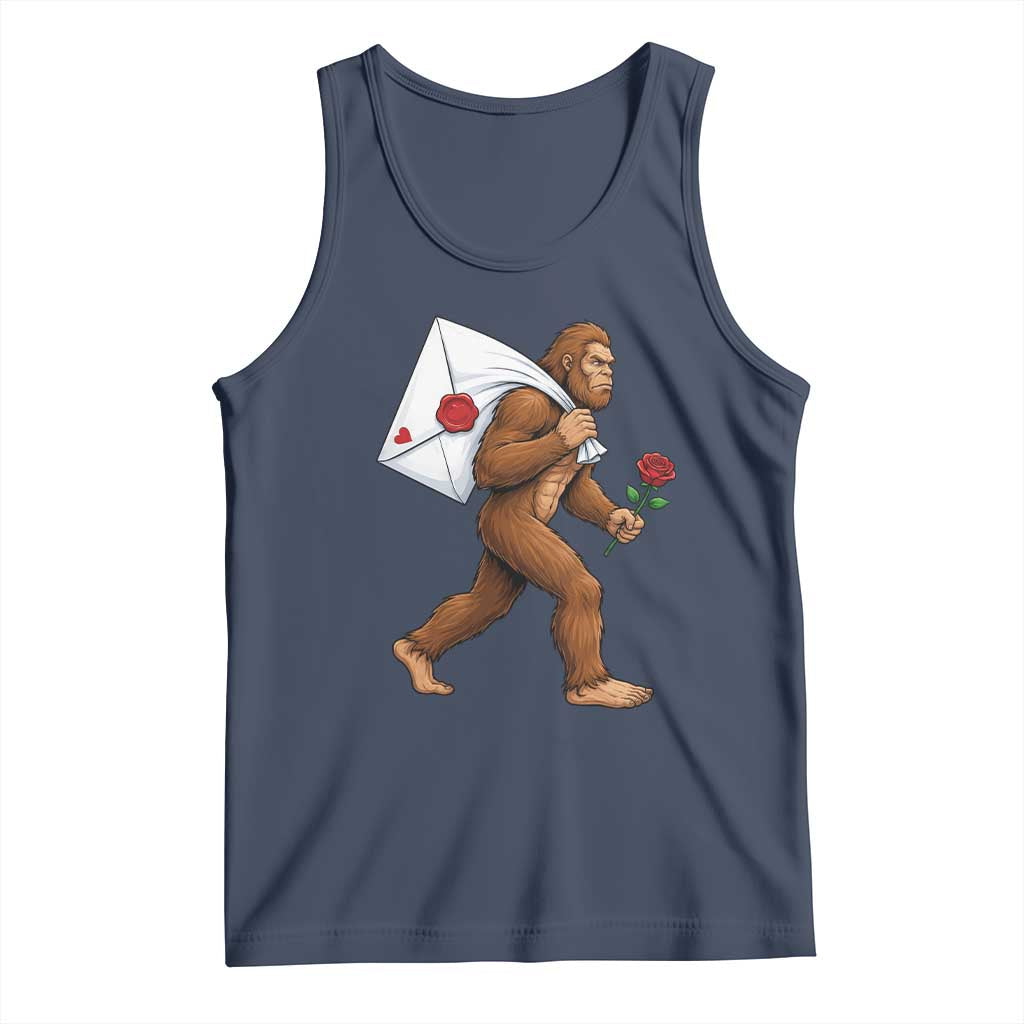 Funny Valentine Bigfoot with Heart Sack Bag Tank Top Romantic Sasquatch Love Letter Valentines Day