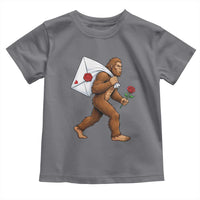 Funny Valentine Bigfoot with Heart Sack Bag Toddler T Shirt Romantic Sasquatch Love Letter Valentines Day