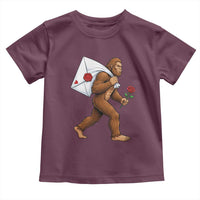 Funny Valentine Bigfoot with Heart Sack Bag Toddler T Shirt Romantic Sasquatch Love Letter Valentines Day